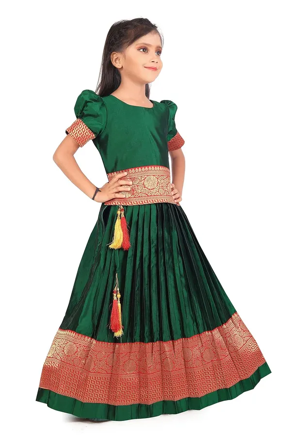 Feliz_The_Designer_Studio_Girl_S_Round_Neck_Half_Sleeve_Pattu_Pavadai_Silk_Lehenga_Choli_For_1_10_Years