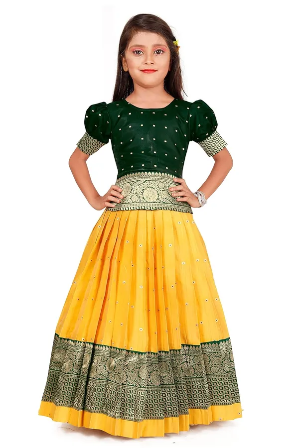 Feliz_The_Designer_Studio_Girl_S_Round_Neck_Half_Sleeve_Pattu_Pavadai_Silk_Lehenga_Choli_For_1_10_Years