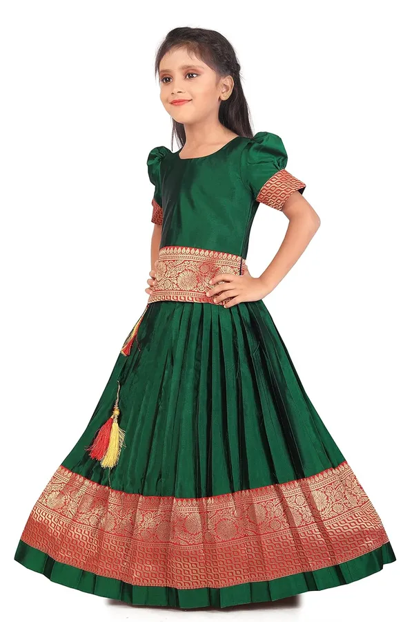 Feliz_The_Designer_Studio_Girl_S_Round_Neck_Half_Sleeve_Pattu_Pavadai_Silk_Lehenga_Choli_For_1_10_Years