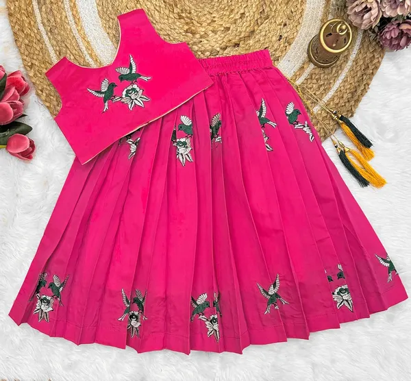 Kids_Embroidery_South_Indian_Traditional_Pattu_Pavadai_Silk_Blend_Readymade_Lehenga_Choli_Dress_For_Girls