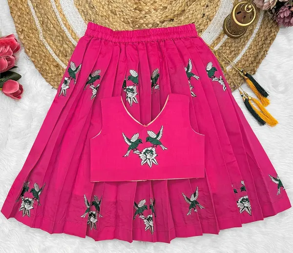 Kids_Embroidery_South_Indian_Traditional_Pattu_Pavadai_Silk_Blend_Readymade_Lehenga_Choli_Dress_For_Girls