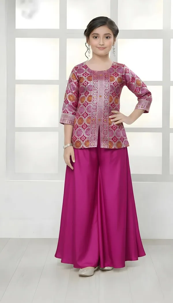 Feliz_The_Designer_Studio_New_Jacquard_Kids_Kurta_And_Palazzo_Set_For_Dress