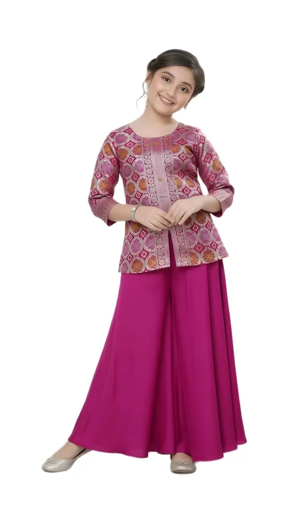 Feliz_The_Designer_Studio_New_Jacquard_Kids_Kurta_And_Palazzo_Set_For_Dress