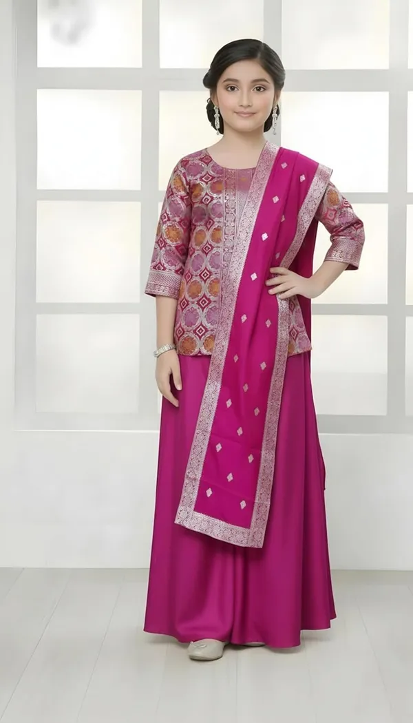 Feliz_The_Designer_Studio_New_Jacquard_Kids_Kurta_And_Palazzo_Set_For_Dress