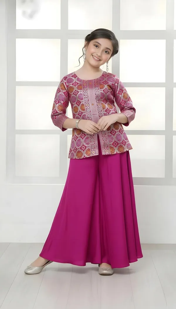 Feliz_The_Designer_Studio_New_Jacquard_Kids_Kurta_And_Palazzo_Set_For_Dress