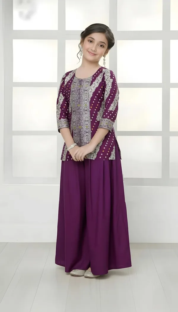 Feliz_The_Designer_Studio_New_Jacquard_Kids_Kurta_And_Palazzo_Set_For_Dress