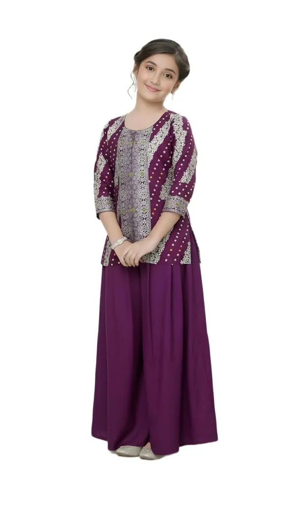 Feliz_The_Designer_Studio_New_Jacquard_Kids_Kurta_And_Palazzo_Set_For_Dress