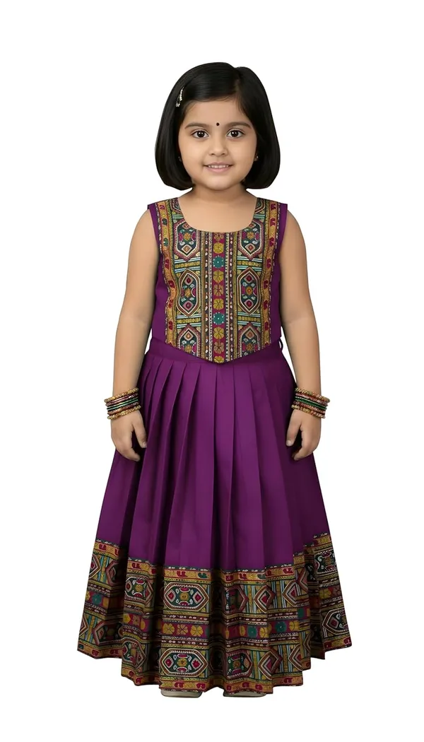 Kids_South_Indian_Traditional_Pattu_Pavadai_Silk_Blend_Readymade_Lehenga_Choli_Dress_For_Girls
