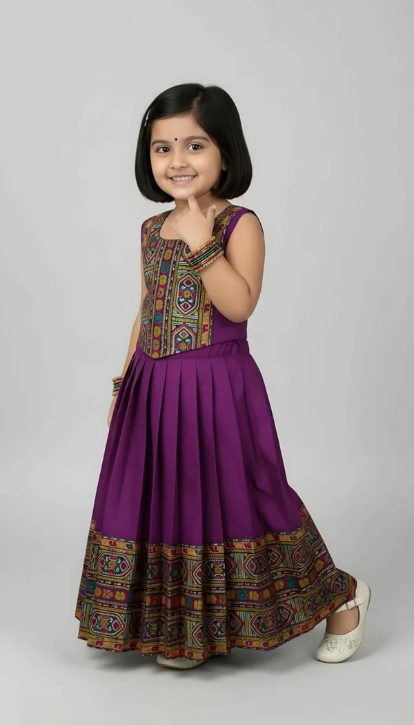 Kids_South_Indian_Traditional_Pattu_Pavadai_Silk_Blend_Readymade_Lehenga_Choli_Dress_For_Girls