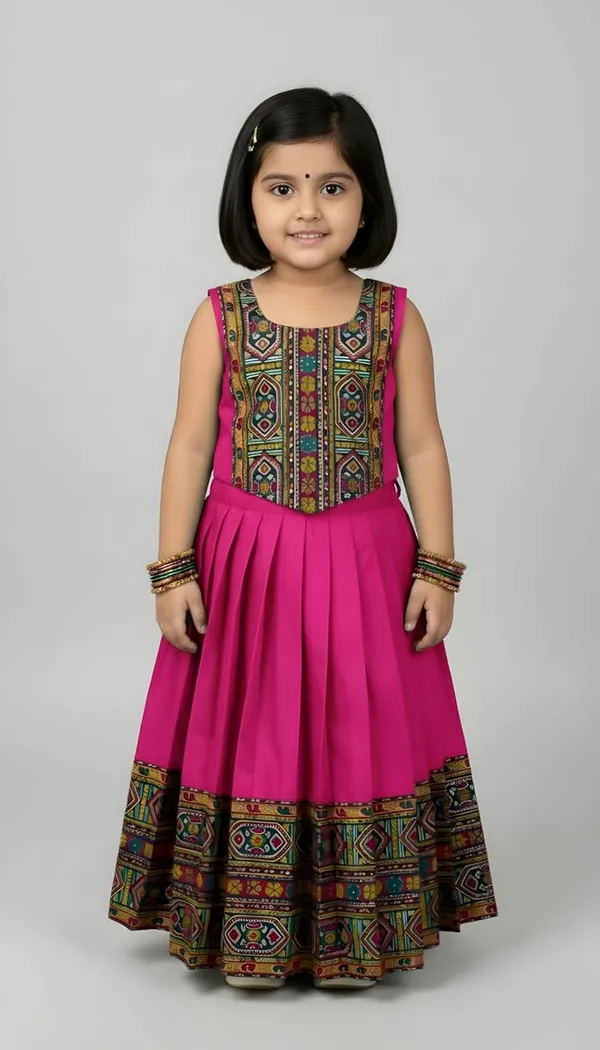 Kids_South_Indian_Traditional_Pattu_Pavadai_Silk_Blend_Readymade_Lehenga_Choli_Dress_For_Girls