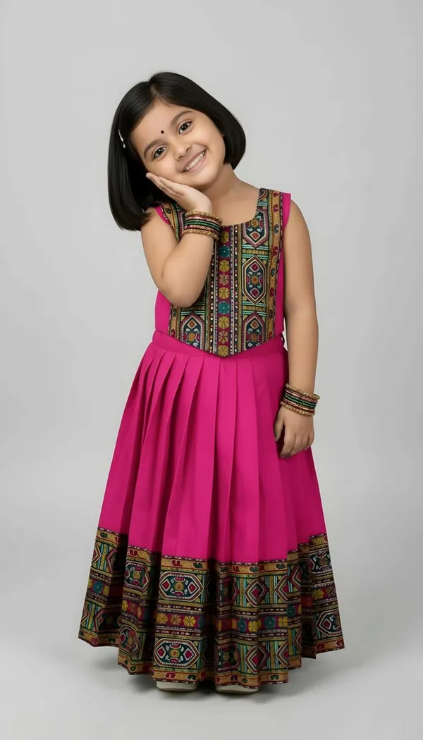 Kids_South_Indian_Traditional_Pattu_Pavadai_Silk_Blend_Readymade_Lehenga_Choli_Dress_For_Girls