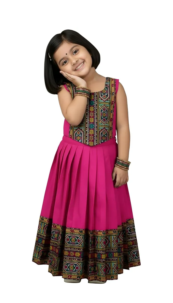 Kids_South_Indian_Traditional_Pattu_Pavadai_Silk_Blend_Readymade_Lehenga_Choli_Dress_For_Girls