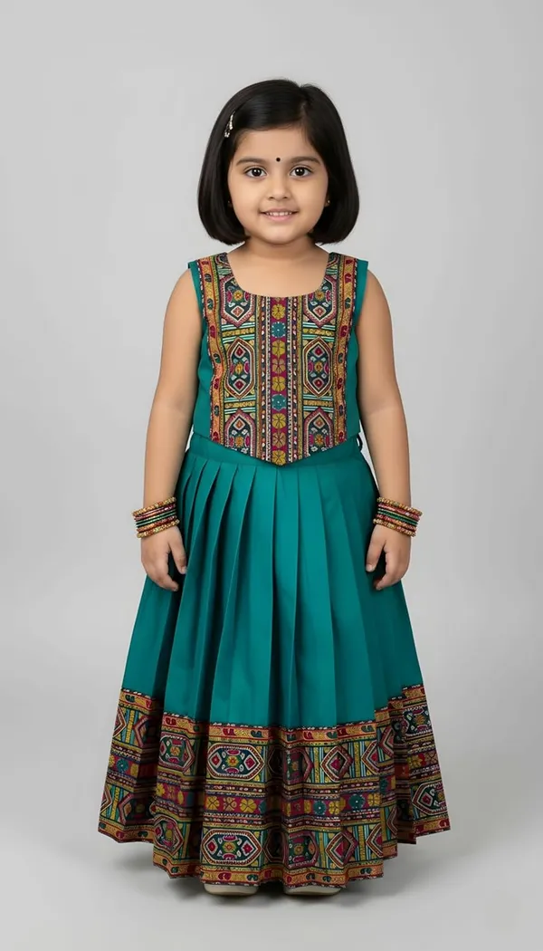 Kids_South_Indian_Traditional_Pattu_Pavadai_Silk_Blend_Readymade_Lehenga_Choli_Dress_For_Girls