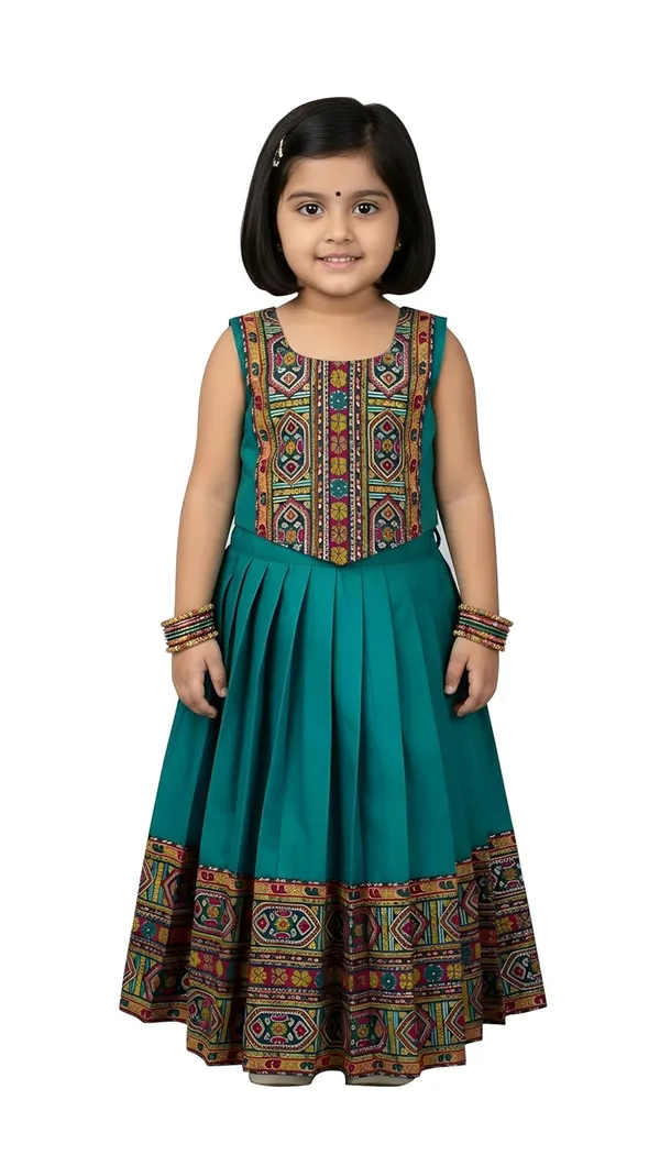 Kids_South_Indian_Traditional_Pattu_Pavadai_Silk_Blend_Readymade_Lehenga_Choli_Dress_For_Girls