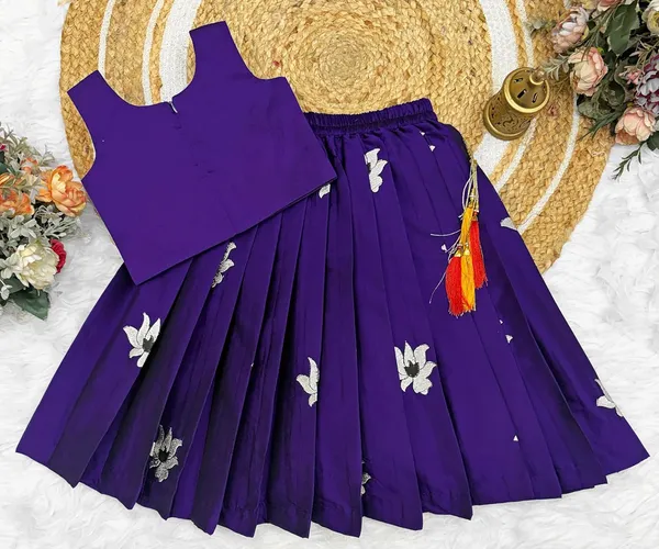 Kids_South_Indian_Embrodairy_Traditional_Pattu_Pavadai_Silk_Blend_Readymade_Lehenga_Choli_Dress_For_Girls