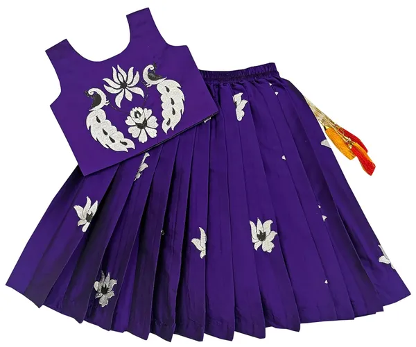 Kids_South_Indian_Embrodairy_Traditional_Pattu_Pavadai_Silk_Blend_Readymade_Lehenga_Choli_Dress_For_Girls