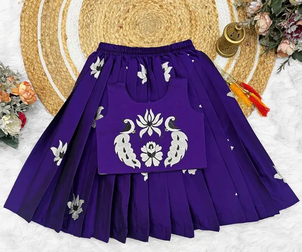 Kids_South_Indian_Embrodairy_Traditional_Pattu_Pavadai_Silk_Blend_Readymade_Lehenga_Choli_Dress_For_Girls