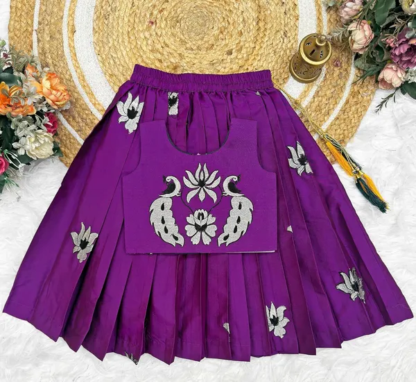 Kids_South_Indian_Embrodairy_Traditional_Pattu_Pavadai_Silk_Blend_Readymade_Lehenga_Choli_Dress_For_Girls