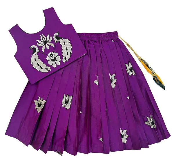 Kids_South_Indian_Embrodairy_Traditional_Pattu_Pavadai_Silk_Blend_Readymade_Lehenga_Choli_Dress_For_Girls
