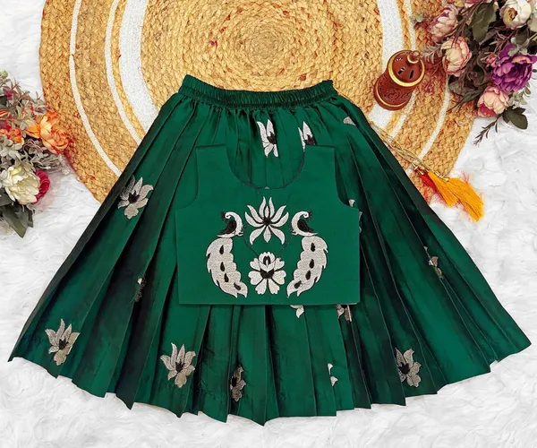 Kids_South_Indian_Embrodairy_Traditional_Pattu_Pavadai_Silk_Blend_Readymade_Lehenga_Choli_Dress_For_Girls