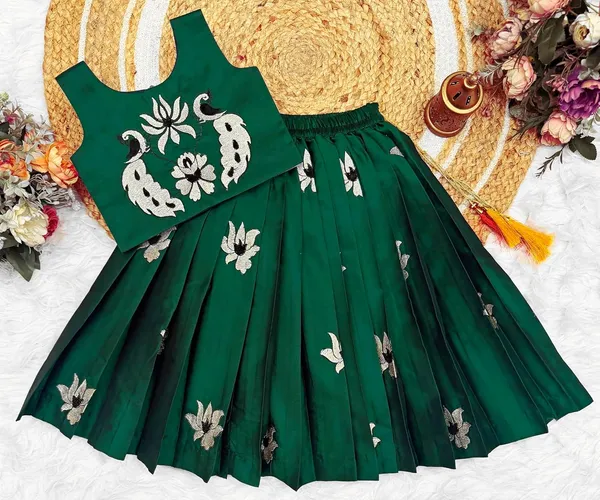 Kids_South_Indian_Embrodairy_Traditional_Pattu_Pavadai_Silk_Blend_Readymade_Lehenga_Choli_Dress_For_Girls