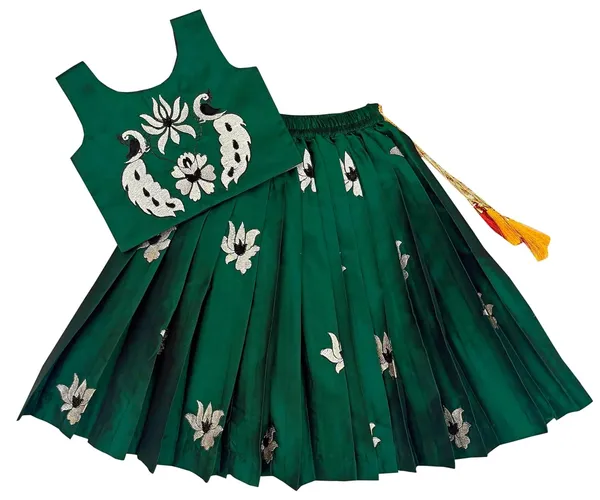 Kids_South_Indian_Embrodairy_Traditional_Pattu_Pavadai_Silk_Blend_Readymade_Lehenga_Choli_Dress_For_Girls