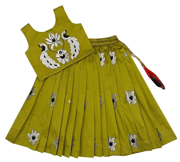 Kids_South_Indian_Embrodairy_Traditional_Pattu_Pavadai_Silk_Blend_Readymade_Lehenga_Choli_Dress_For_Girls