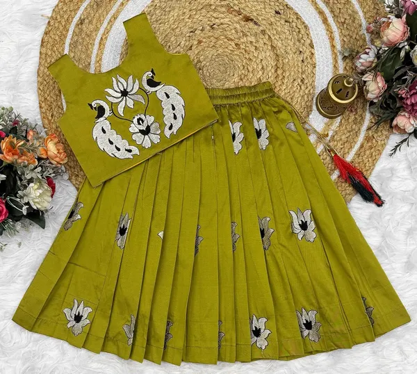 Kids_South_Indian_Embrodairy_Traditional_Pattu_Pavadai_Silk_Blend_Readymade_Lehenga_Choli_Dress_For_Girls
