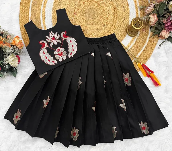 Kids_South_Indian_Embrodairy_Traditional_Pattu_Pavadai_Silk_Blend_Readymade_Lehenga_Choli_Dress_For_Girls
