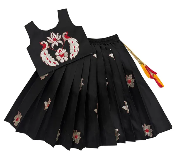 Kids_South_Indian_Embrodairy_Traditional_Pattu_Pavadai_Silk_Blend_Readymade_Lehenga_Choli_Dress_For_Girls
