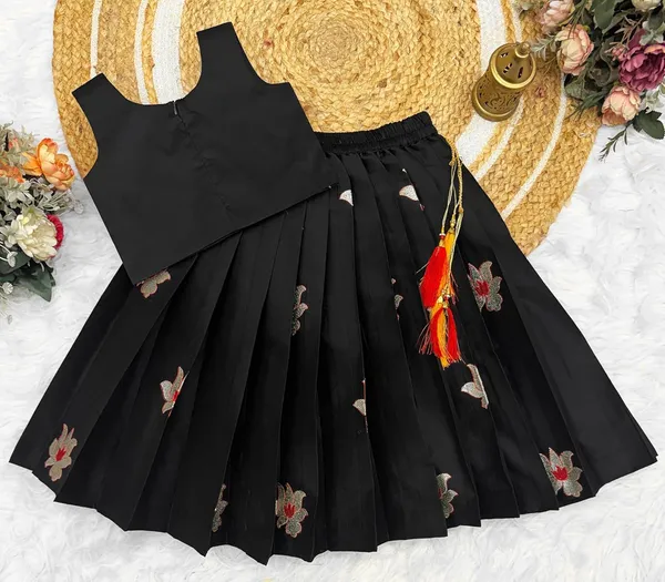 Kids_South_Indian_Embrodairy_Traditional_Pattu_Pavadai_Silk_Blend_Readymade_Lehenga_Choli_Dress_For_Girls