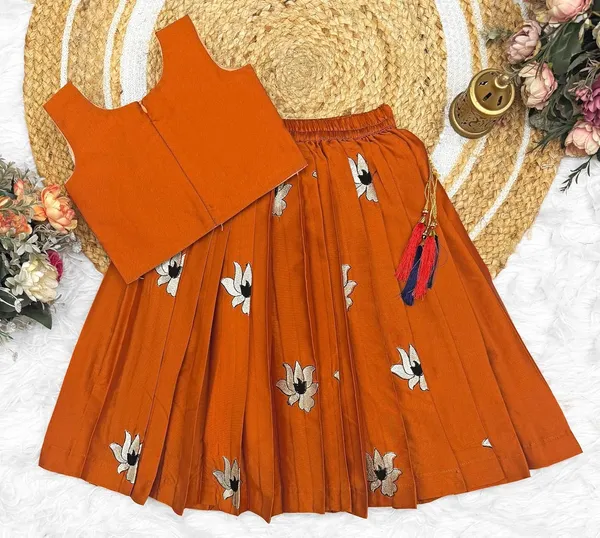 Kids_South_Indian_Embrodairy_Traditional_Pattu_Pavadai_Silk_Blend_Readymade_Lehenga_Choli_Dress_For_Girls