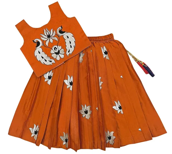 Kids_South_Indian_Embrodairy_Traditional_Pattu_Pavadai_Silk_Blend_Readymade_Lehenga_Choli_Dress_For_Girls