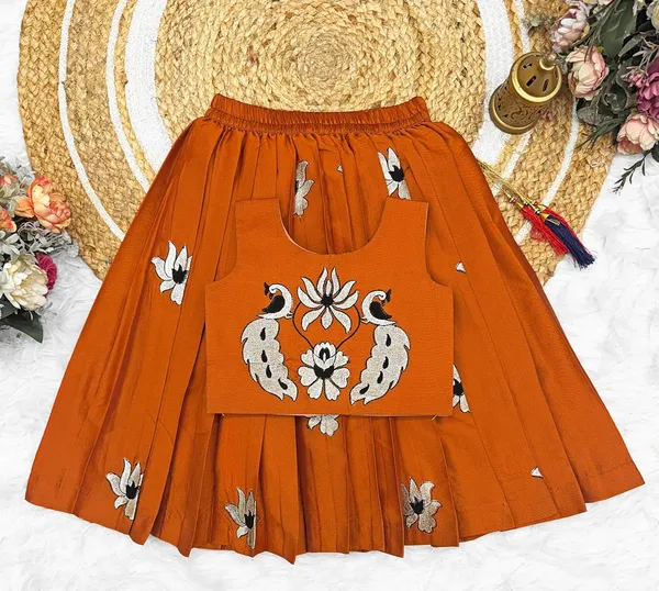 Kids_South_Indian_Embrodairy_Traditional_Pattu_Pavadai_Silk_Blend_Readymade_Lehenga_Choli_Dress_For_Girls