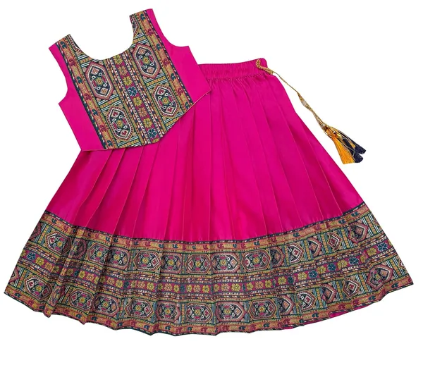Kids_South_Indian_Traditional_Pattu_Pavadai_Silk_Blend_Readymade_Lehenga_Choli_Dress_For_Girls