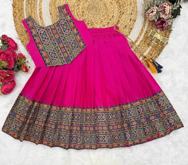 Kids_South_Indian_Traditional_Pattu_Pavadai_Silk_Blend_Readymade_Lehenga_Choli_Dress_For_Girls
