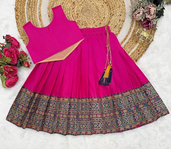 Kids_South_Indian_Traditional_Pattu_Pavadai_Silk_Blend_Readymade_Lehenga_Choli_Dress_For_Girls