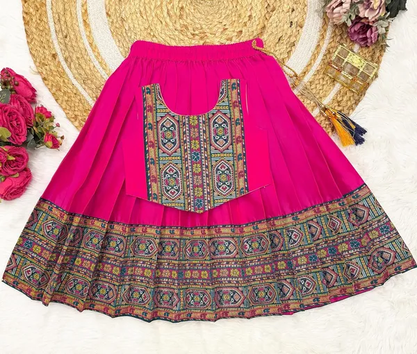 Kids_South_Indian_Traditional_Pattu_Pavadai_Silk_Blend_Readymade_Lehenga_Choli_Dress_For_Girls