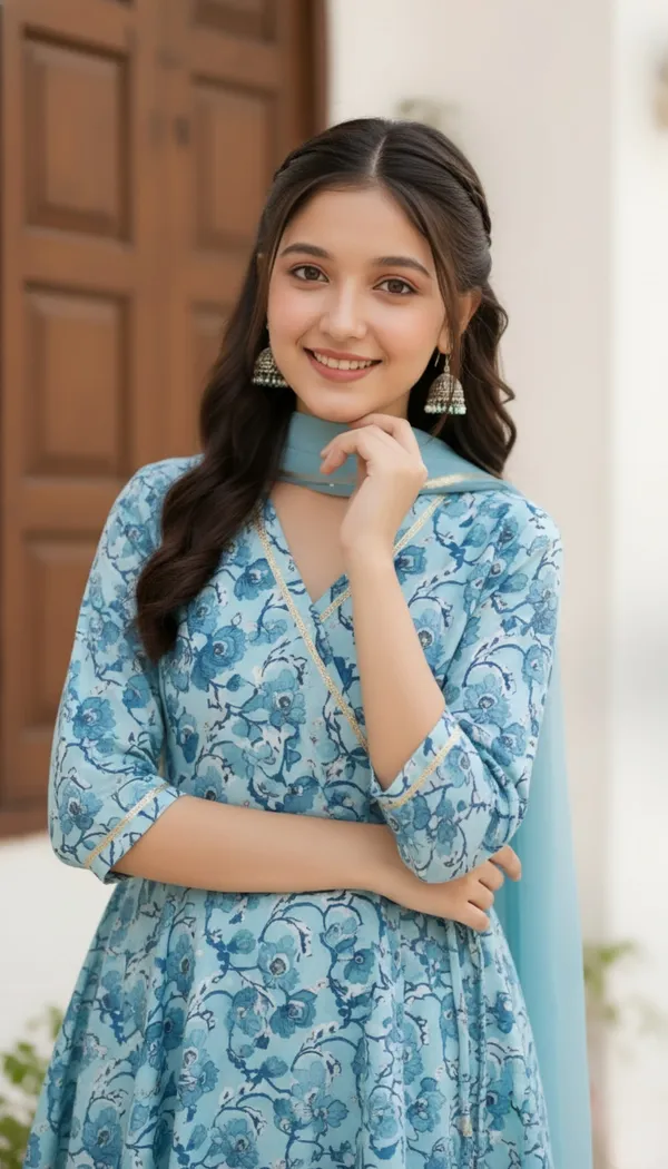 FELIZ_THE_DESIGNER_STUDIO_new_Sky_Blue_floral_print_alia_cut_top_and_sharara_set_Dress_for_girls