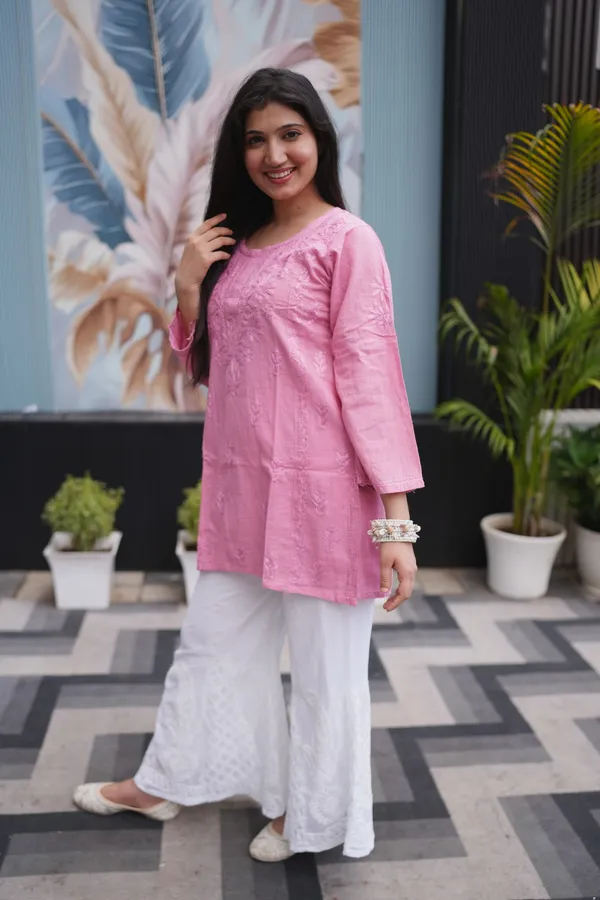 Pink_Linen_Kurti_For_Woman