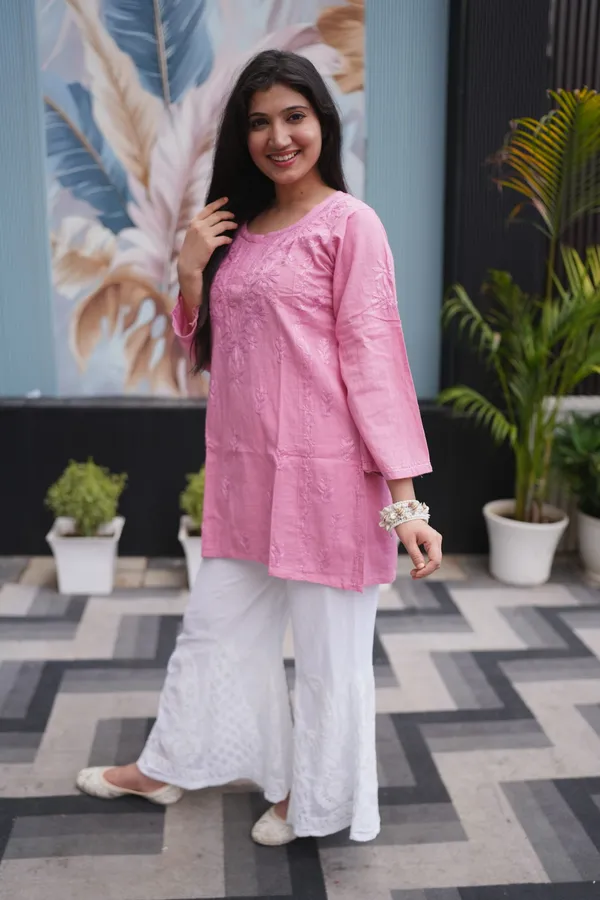 Pink_Linen_Kurti_For_Woman