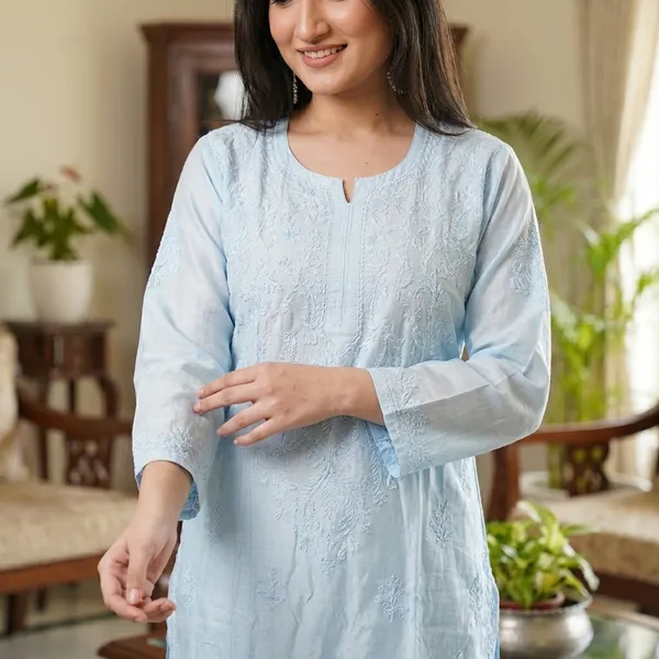 Red_And_Sky_Blue_Chanderi_Kurti_For_Woman_Pack_Of_2