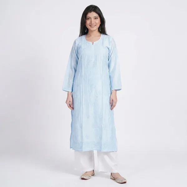 Red_And_Sky_Blue_Chanderi_Kurti_For_Woman_Pack_Of_2