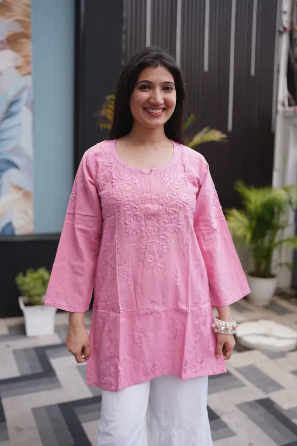 Pink_Linen_Kurti_For_Woman