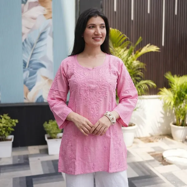 Pink_Linen_Kurti_For_Woman