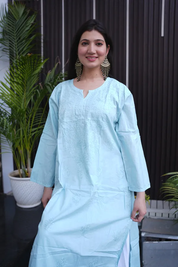 Mint_Sea_Blue_Cotton_Kurti_For_Woman