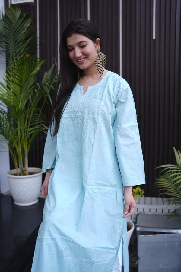 Mint_Sea_Blue_Cotton_Kurti_For_Woman