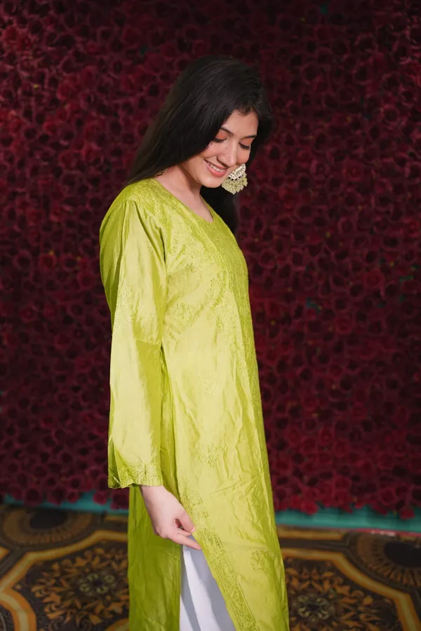 Mint_Green_Chanderi_Kurti_For_Woman