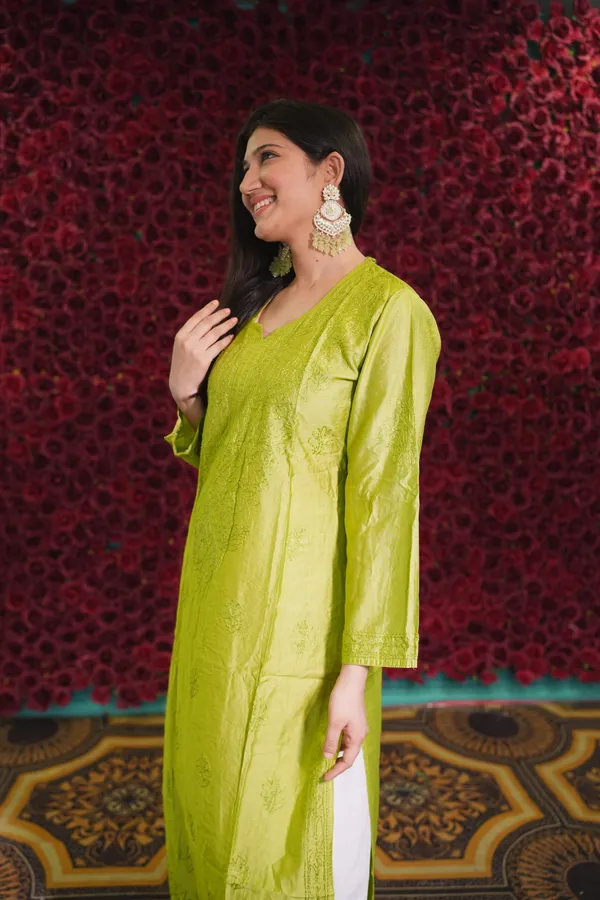 Mint_Green_Chanderi_Kurti_For_Woman