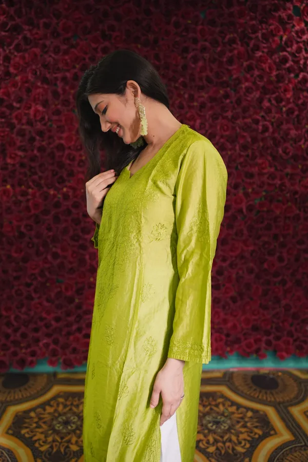Mint_Green_Chanderi_Kurti_For_Woman